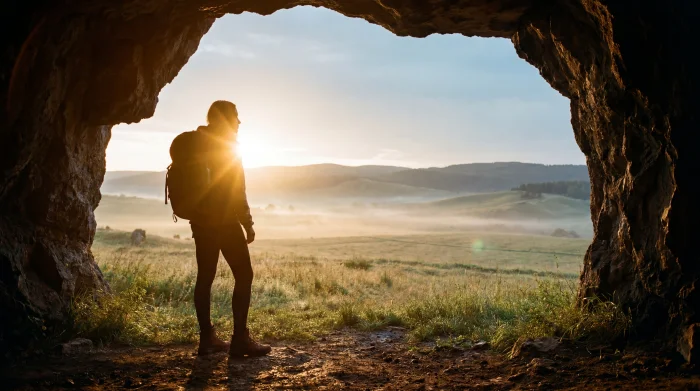 Adventurer at dawn in Cappadocia